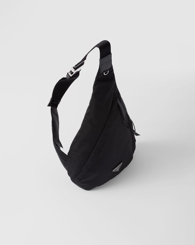 Re-Nylon and leather backpack, , hi-res