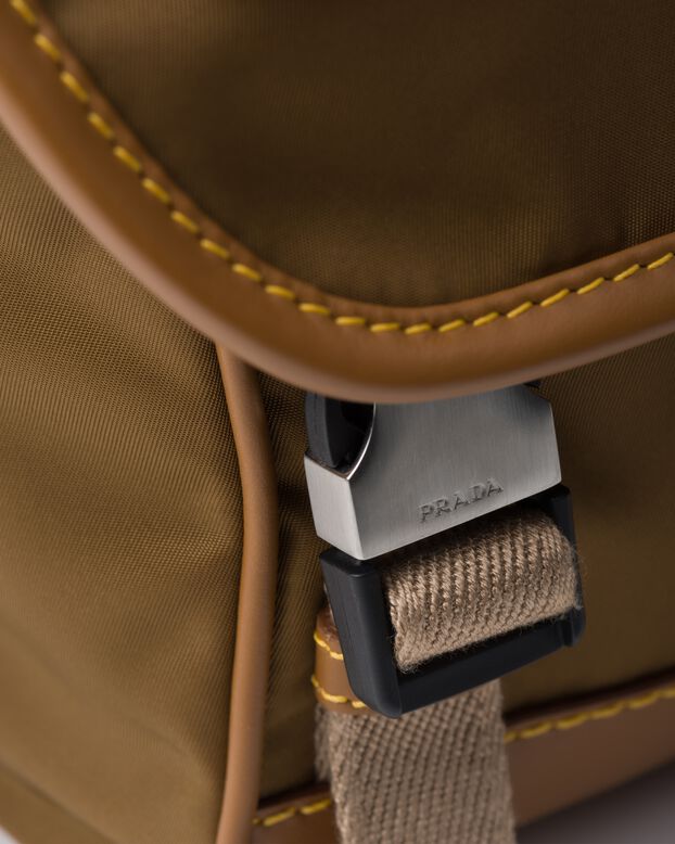 Re-Nylon and leather shoulder bag, , hi-res