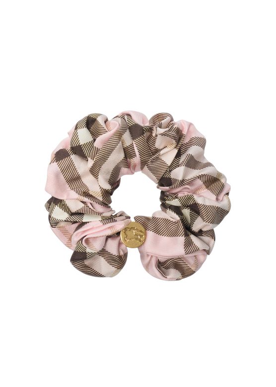 Check Silk Scrunchie, , hi-res