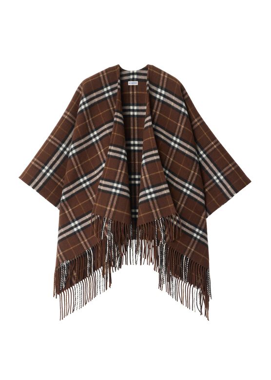 Check Wool Cashmere Cape, , hi-res