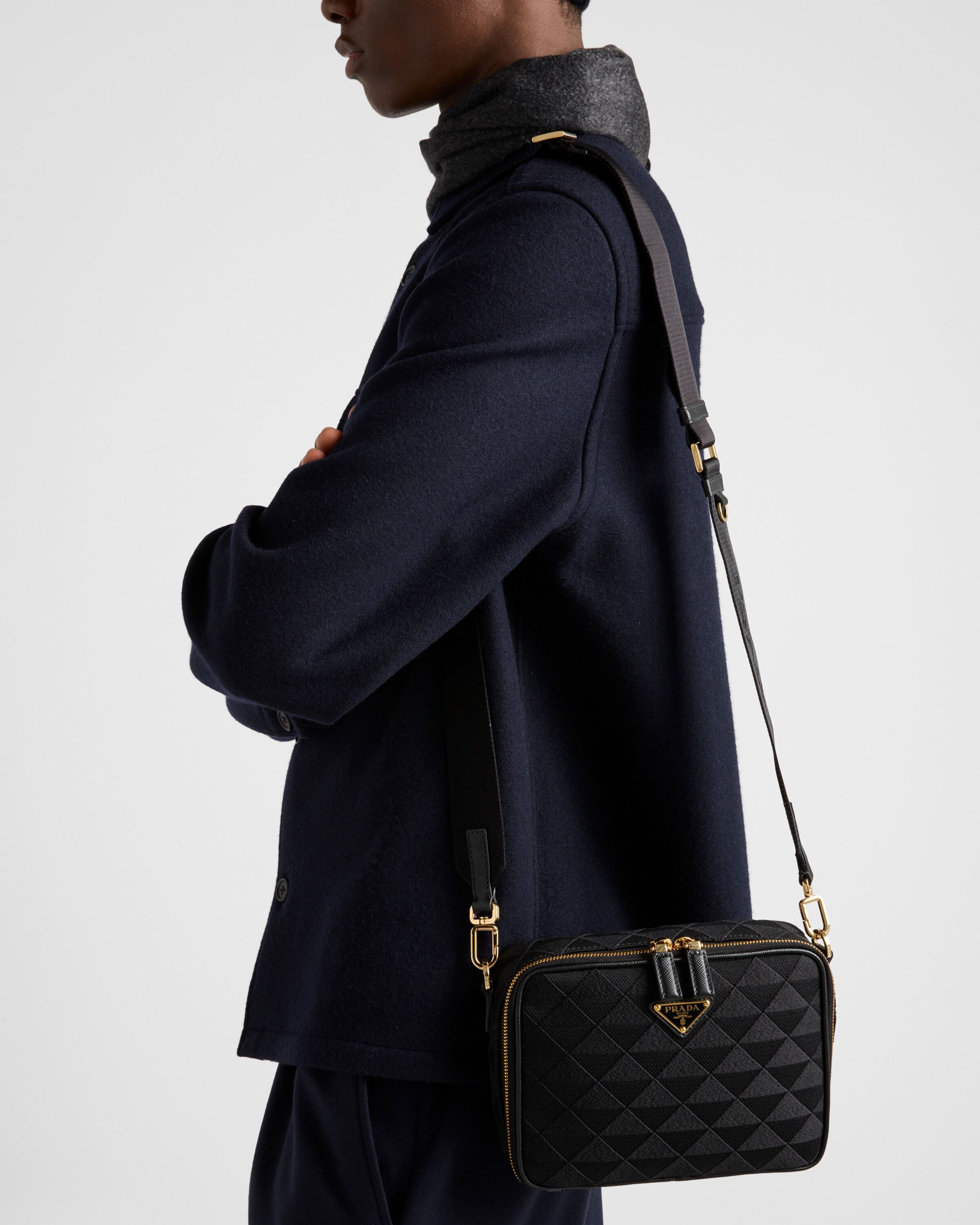 Prada Brique embroidered fabric bag