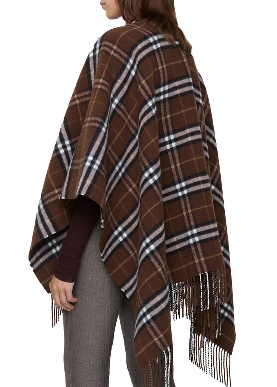 Check Wool Cashmere Cape, , hi-res
