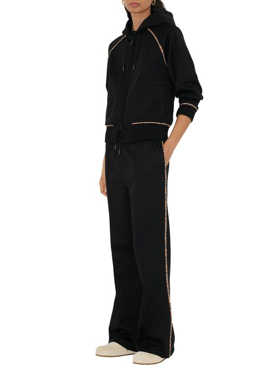 Check Trim Cotton Blend Zip Hoodie, , hi-res