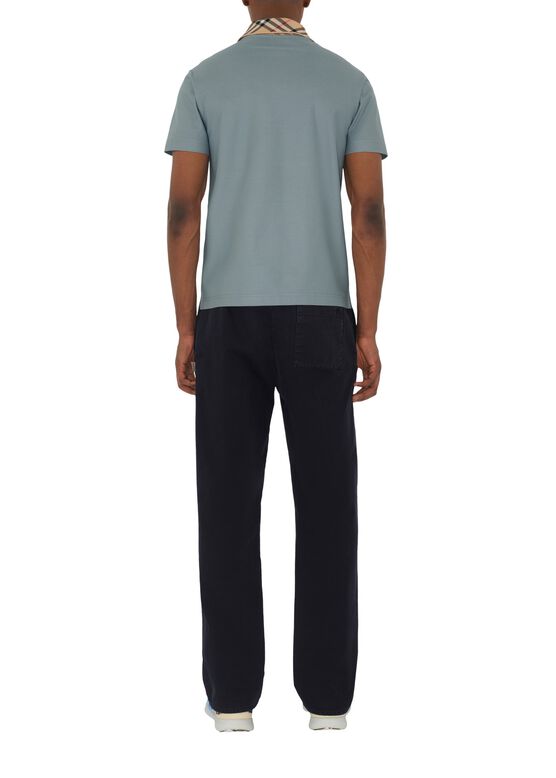 Check Collar Cotton Polo Shirt, , hi-res