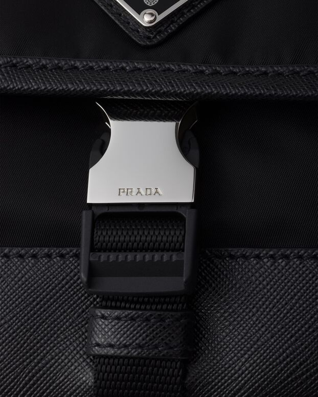 Re-Nylon and Saffiano leather shoulder bag, , hi-res