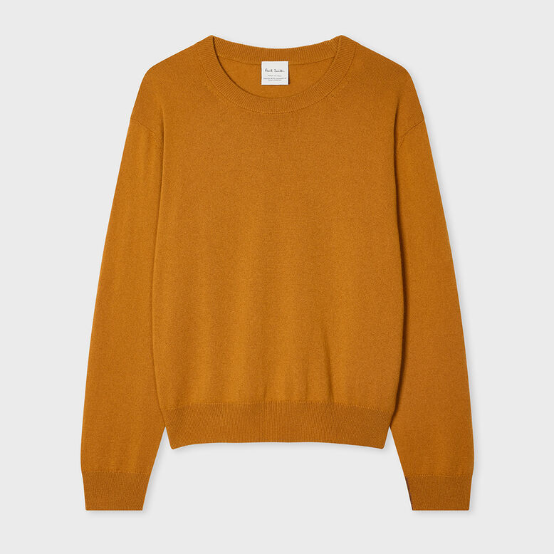 Women's Ochre Yellow Crew Neck Sweater, , hi-res