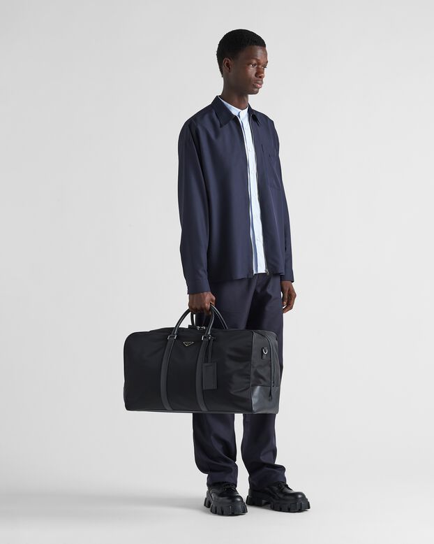Re-Nylon and Saffiano leather duffle bag, , hi-res