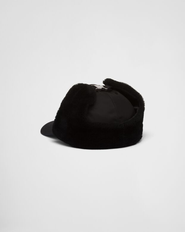 Re-Nylon and shearling hat, , hi-res