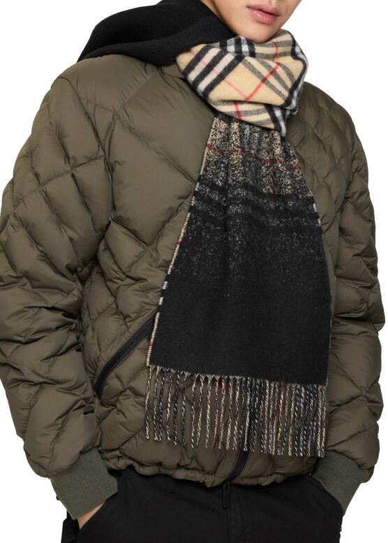 Gradient Check Cashmere Scarf, , hi-res