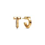 Tiffany T T1 Hoop Earrings in Yellow Gold with Diamonds