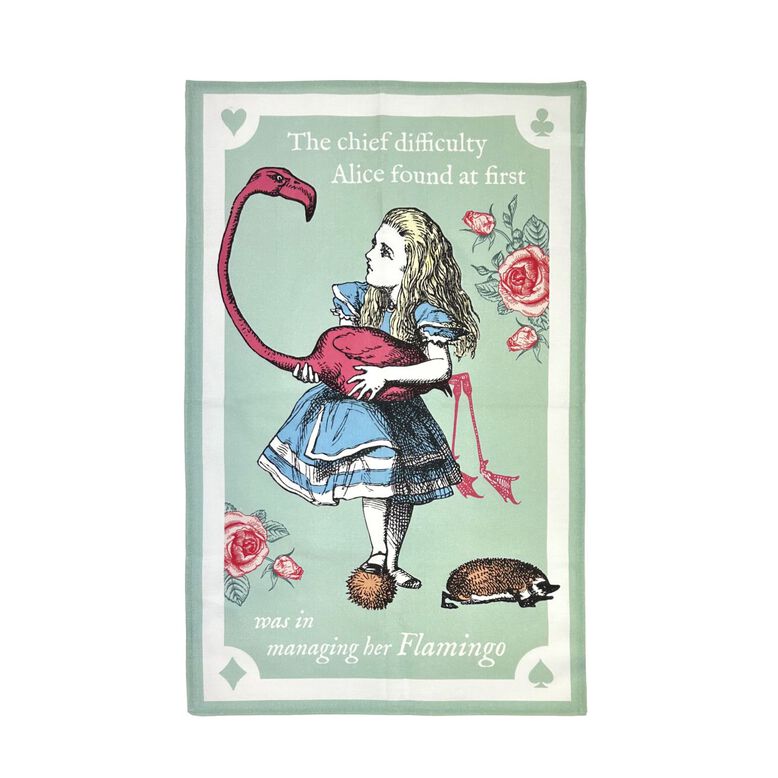 Alice&rsquo;s Adventures In Wonderland Flamingo Tea Towel, , hi-res