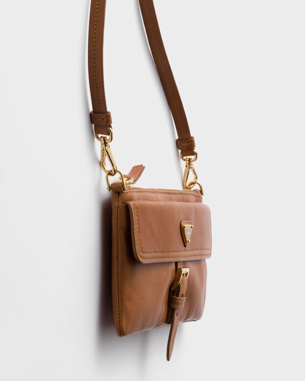 Nappa leather wallet with shoulder strap, , hi-res