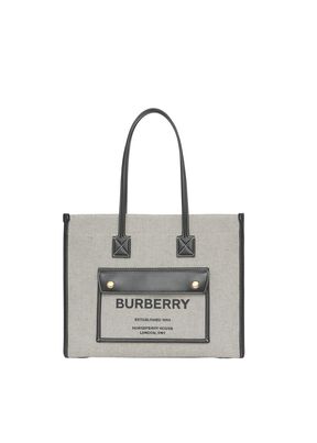 Two-tone Canvas and Leather Small Freya Tote