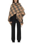Check Wool Cashmere Cape, , hi-res