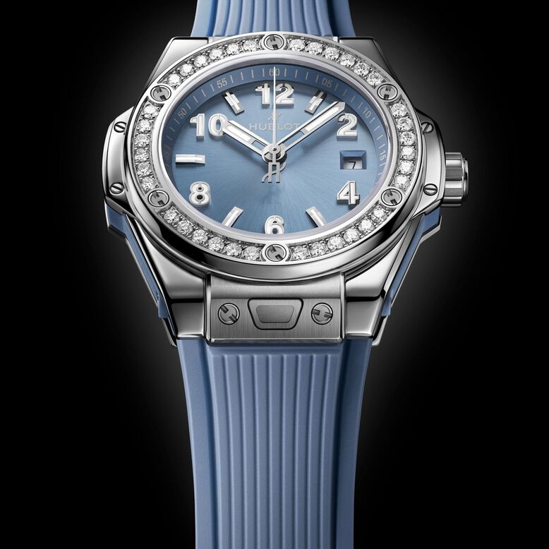 Big Bang One Click Steel 33mm Ladies Watch Coal Blue Diamonds, , hi-res