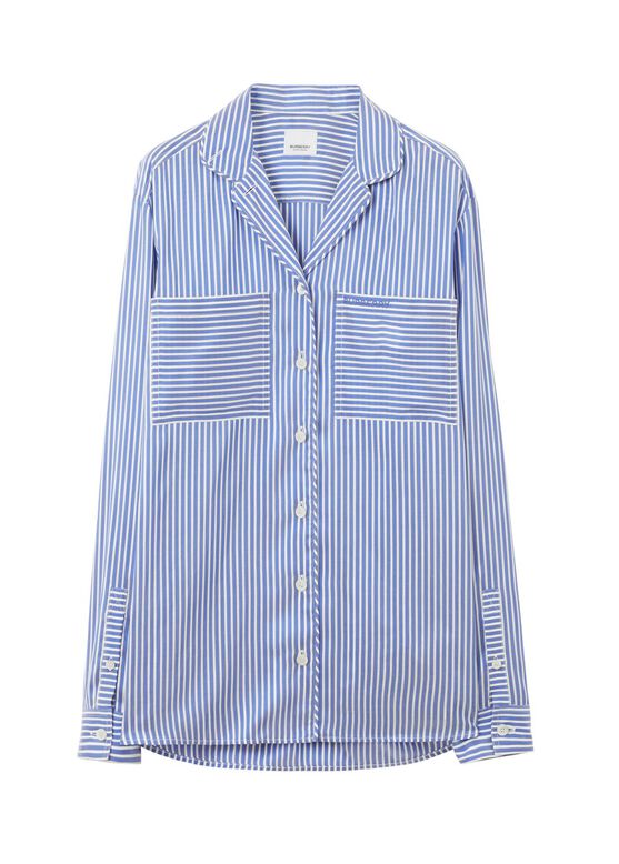 Striped Silk Pyjama Shirt, , hi-res