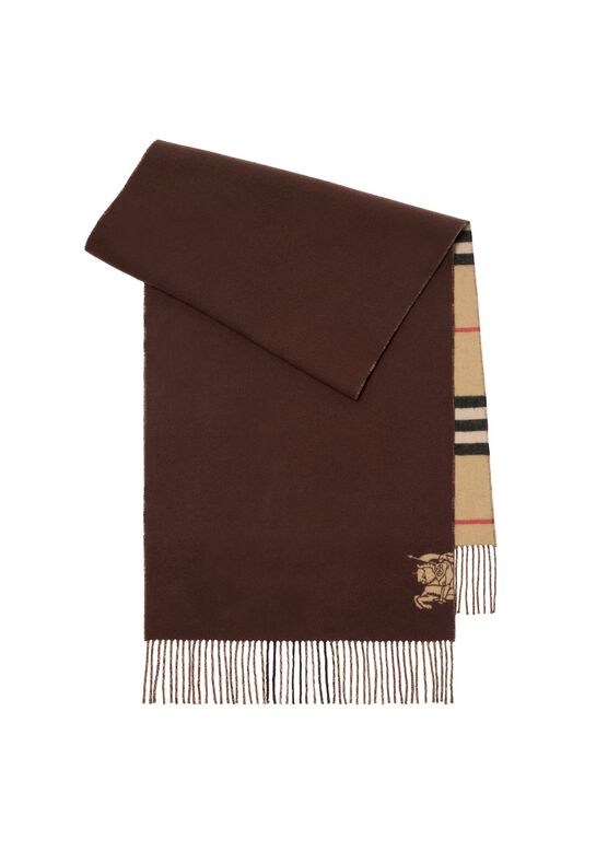 Wide Reversible Check Cashmere Scarf, , hi-res