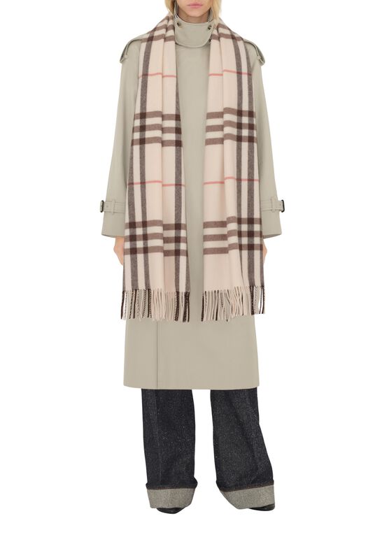 Wide Check Cashmere Scarf, , hi-res