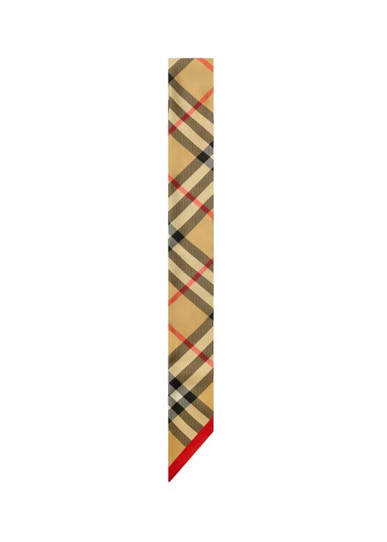 Skinny Check Silk Scarf, , hi-res