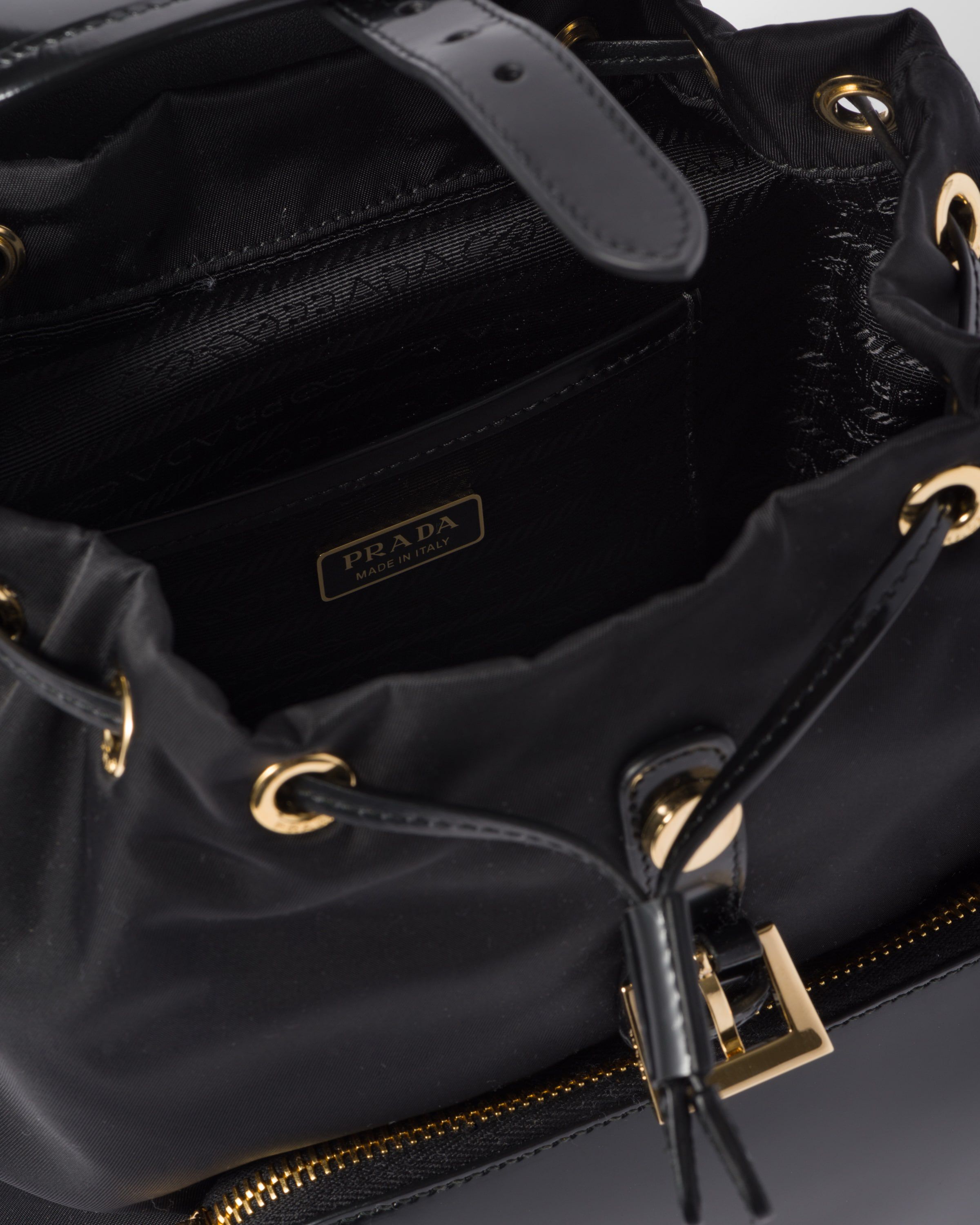Medium Re Nylon and brushed leather backpack