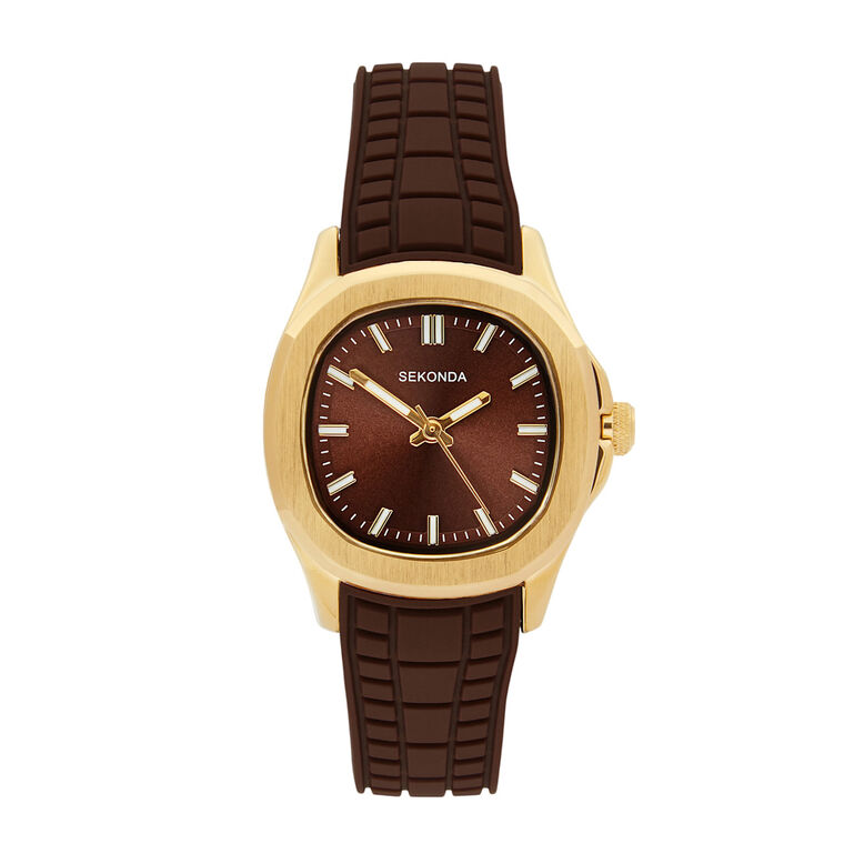 Gold Case Brown Dial Watch, , hi-res