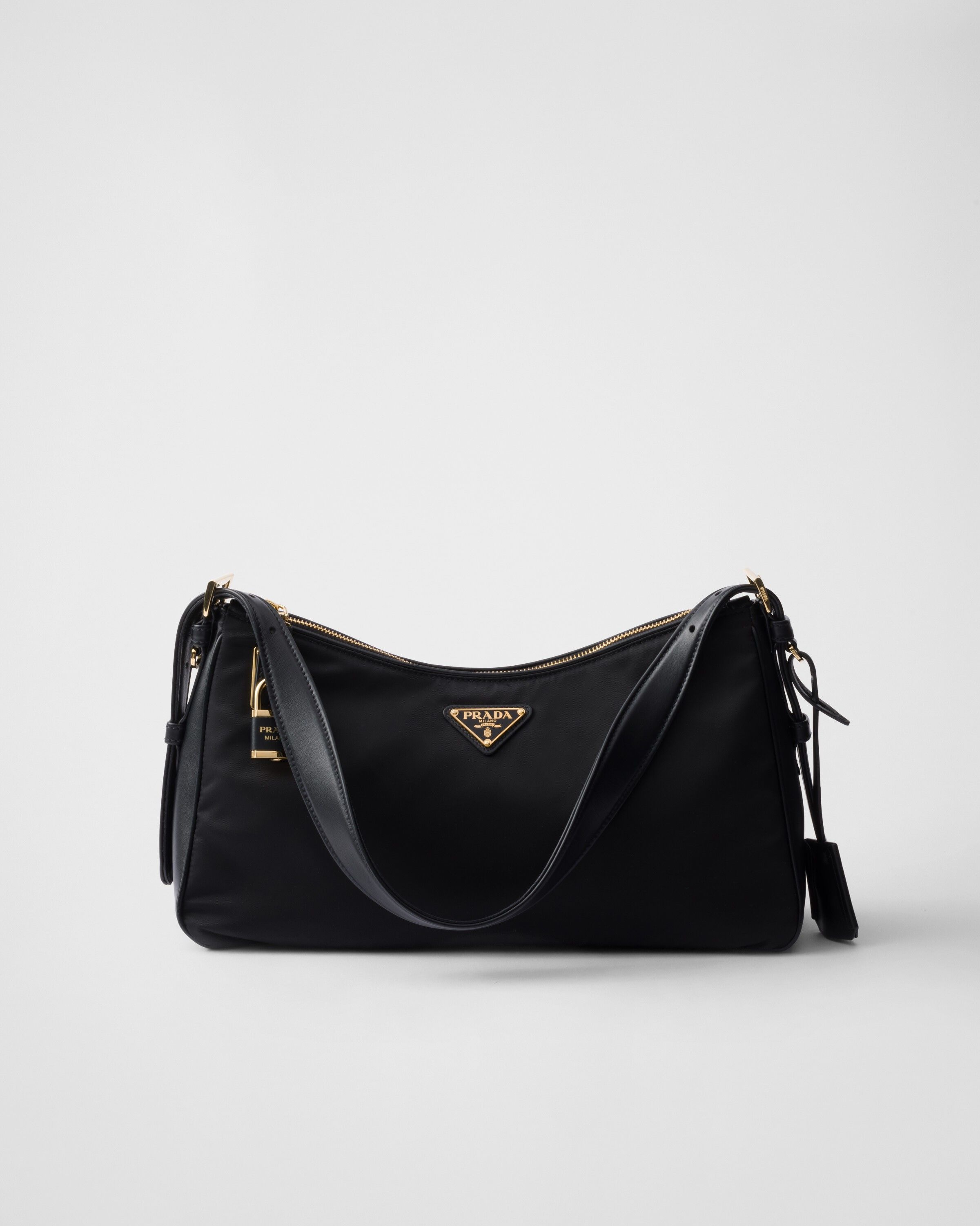 Prada Aimee large Re Nylon and leather shoulder bag with padlock