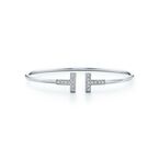 Tiffany T Diamond Wire Bracelet in White Gold - Size Small