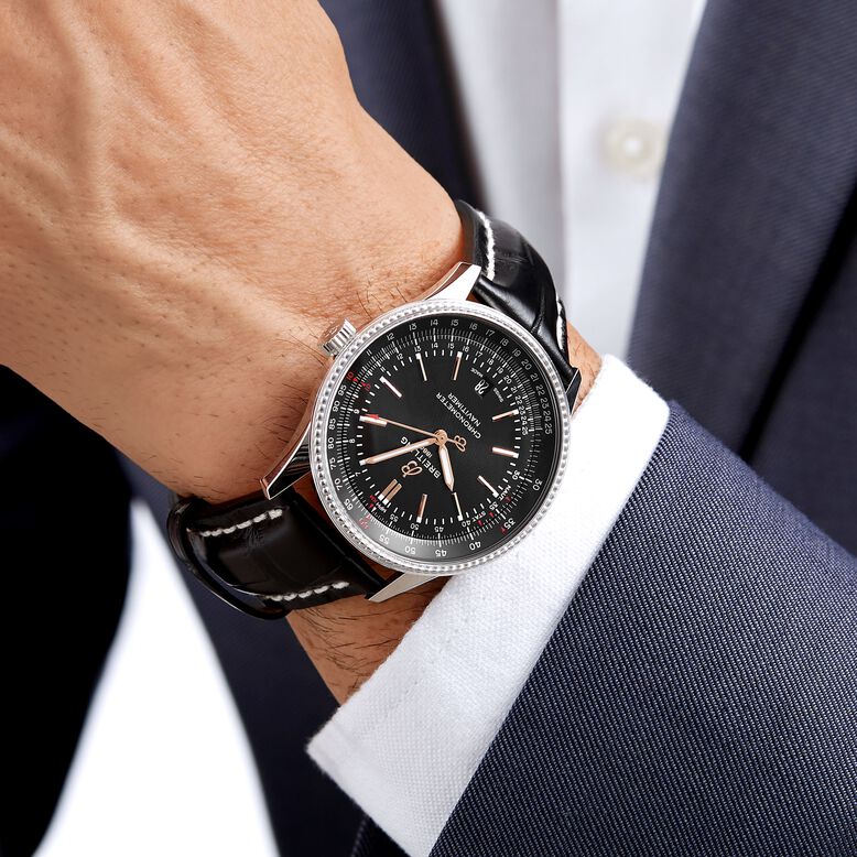 Navitimer Automatic 41 Black Leather Strap Watch, , hi-res