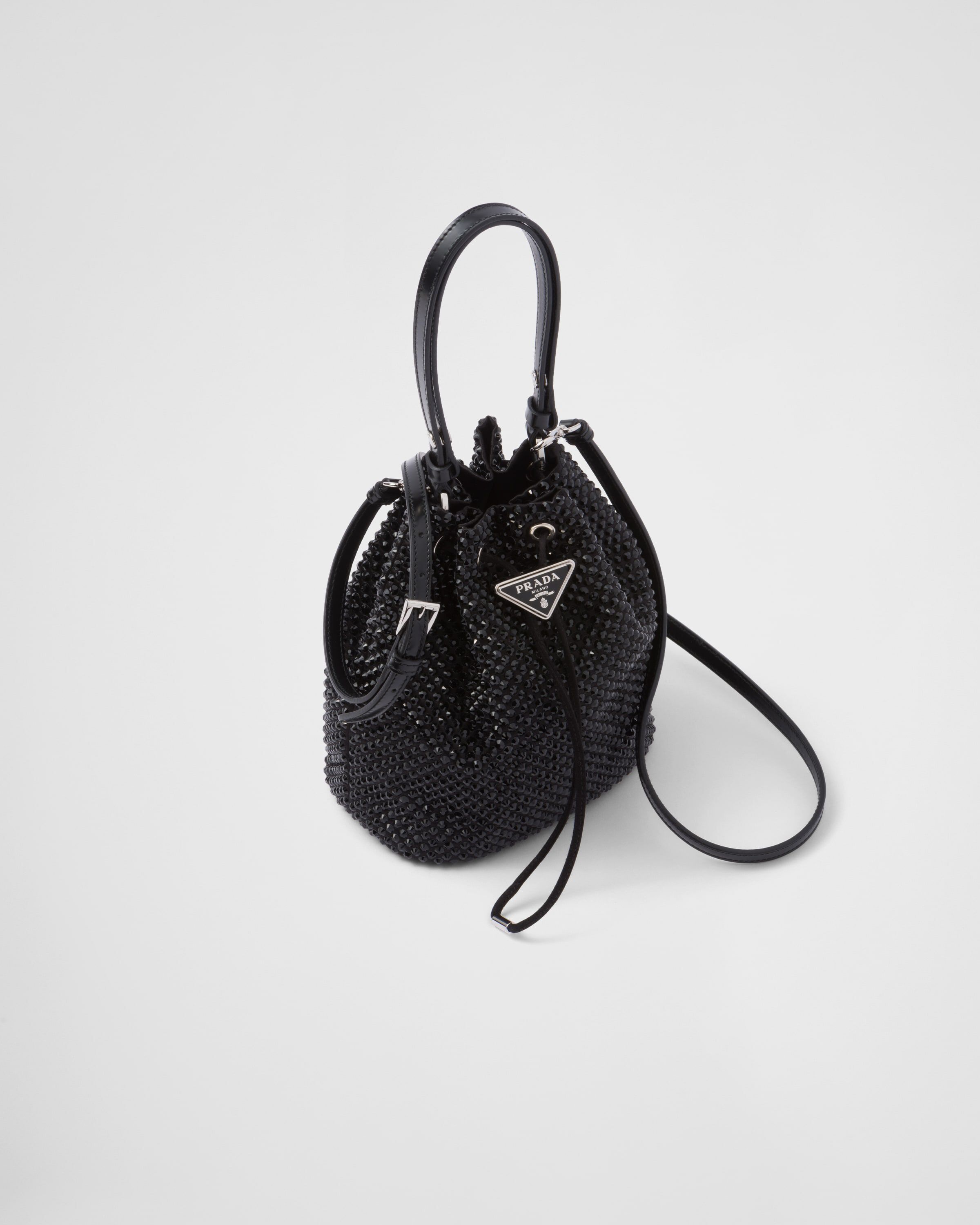 Satin mini bag with crystals