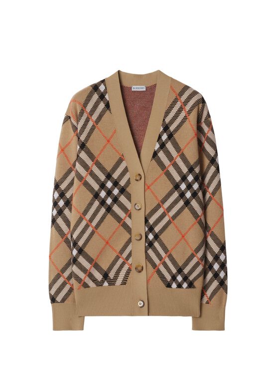 Check Wool Mohair Blend Cardigan, , hi-res