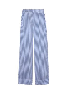 Striped Silk Wide-leg Trousers