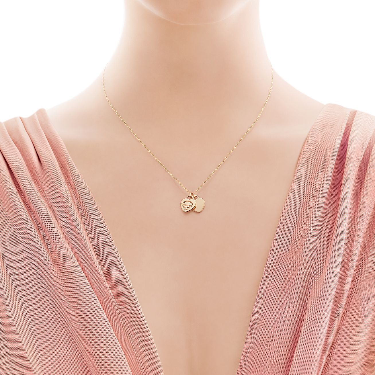 Tiffany & Co. Return to Tiffany™ Double Heart Tag Pendant in Yellow Gold,  Mini Necklaces