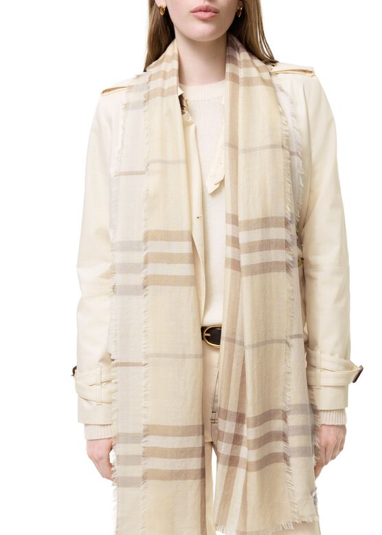 Wide Reversible Check Wool Silk Scarf, , hi-res