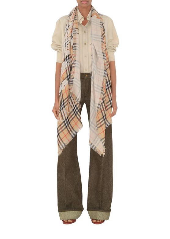 Wide EKD Check Wool Scarf, , hi-res