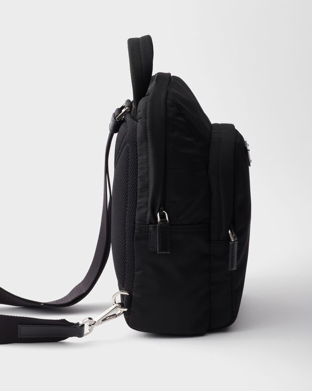 Re-Nylon and Saffiano leather backpack, , hi-res