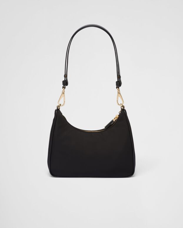 Re-Nylon and brushed leather mini-bag, , hi-res