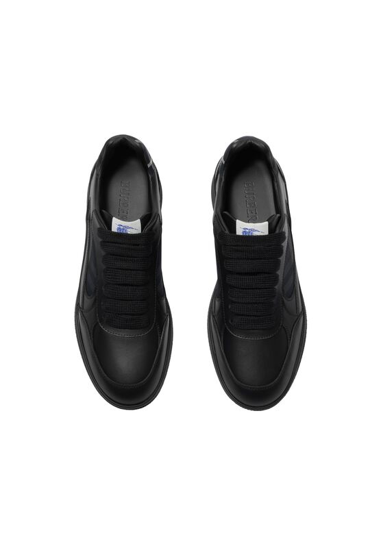 Leather and Check Terrace Sneakers​, , hi-res