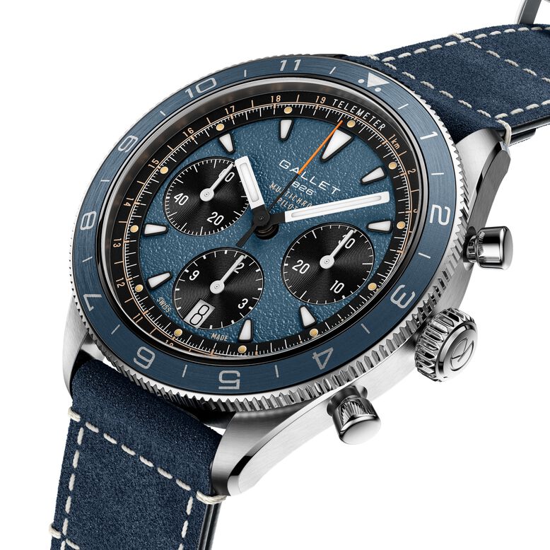 Multichron Pilot Chronograph Automatic 42mm Unisex Watch Blue Dial Fabric, , hi-res