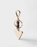 Saffiano leather and metal keychain, , hi-res