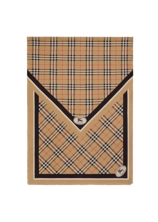 Check Knight Stamp Silk Scarf, , hi-res