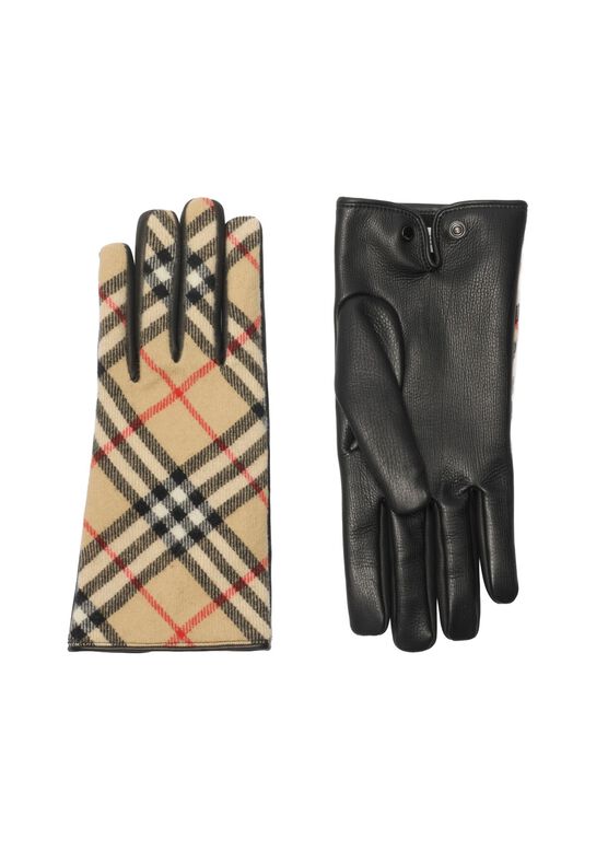 Check Wool Cashmere Gloves, , hi-res
