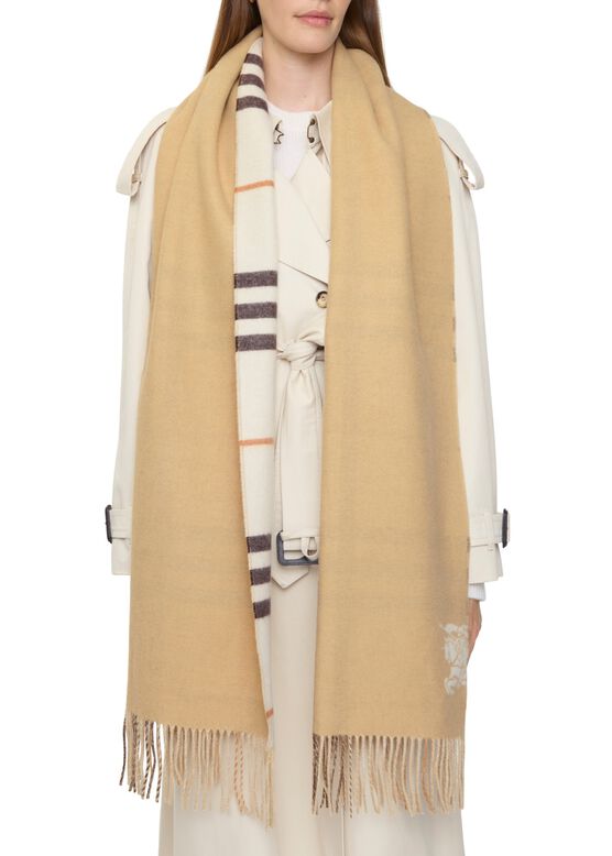 Wide Reversible Check Cashmere Scarf, , hi-res