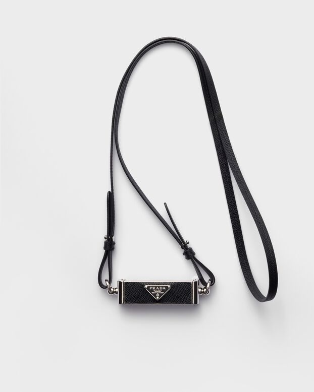Metal and Saffiano leather smartphone case, , hi-res