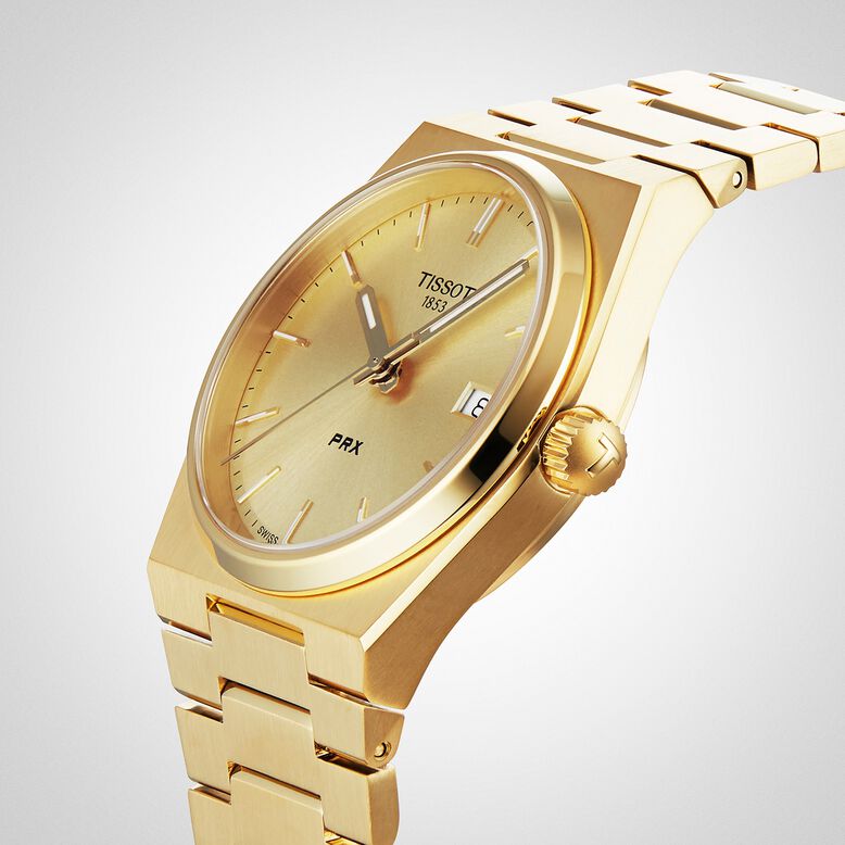 T-Classic PRX 35mm Unisex Watch Gold, , hi-res