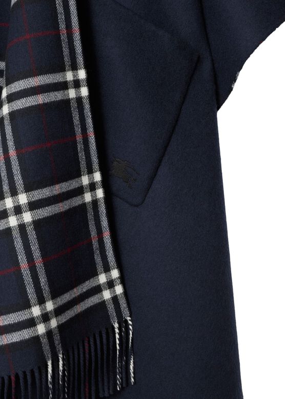 Reversible Check Wool Cashmere Cape, , hi-res