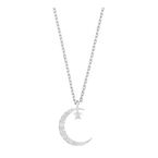 Moon & Star Silver Plated Necklace - Silver
