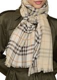 Wide EKD Check Wool Silk Scarf, , hi-res