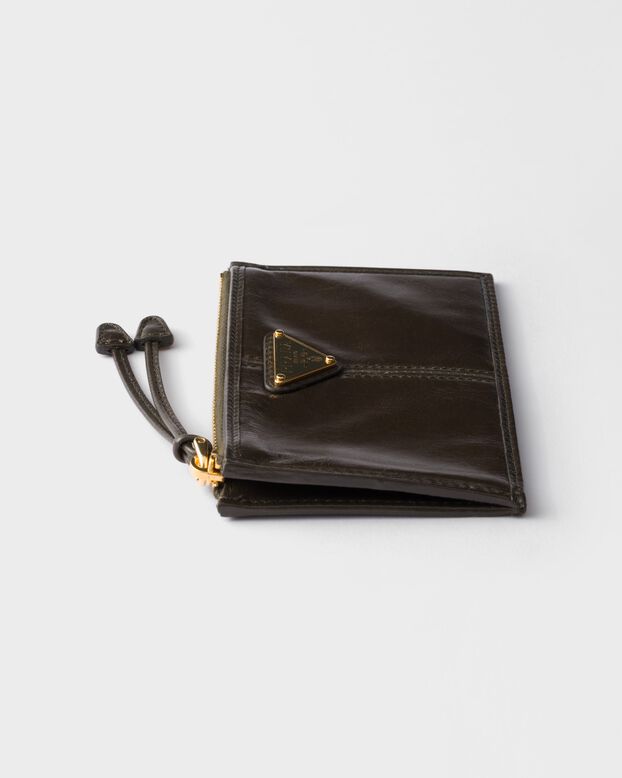 Leather card holder with zipper, , hi-res