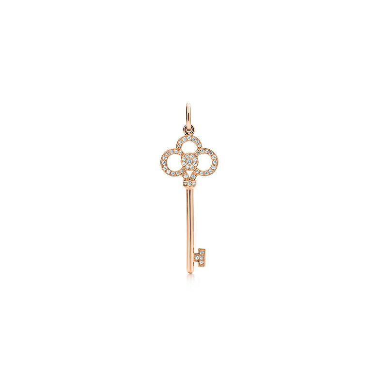 Tiffany Keys Crown Key in Rose Gold with Diamonds, 1.5&quot;, , hi-res