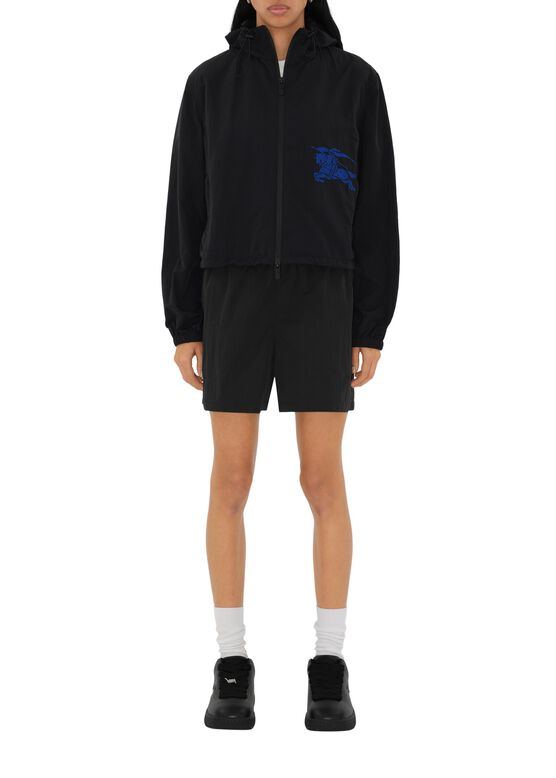 Cropped Nylon Hooded Jacket, , hi-res